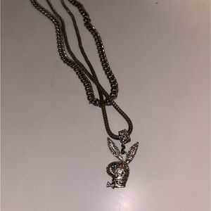 2 Piece Playboy Chain With Silver Pendant